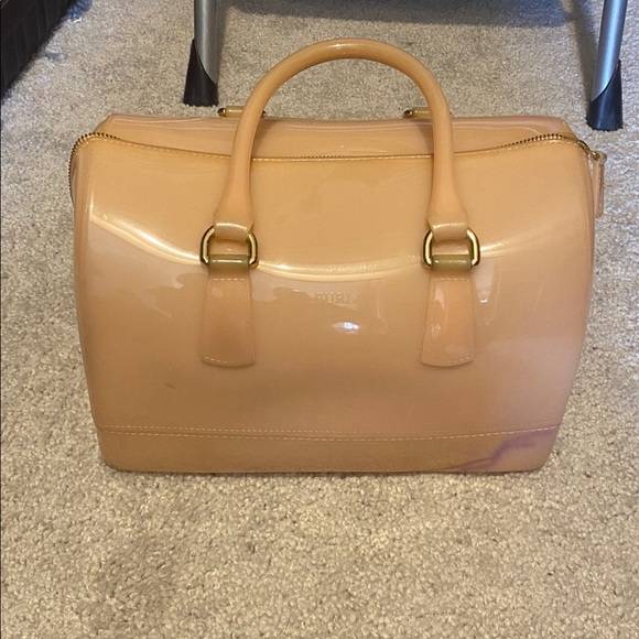 Furla Beige Glossy Satchel - Picture 1 of 8